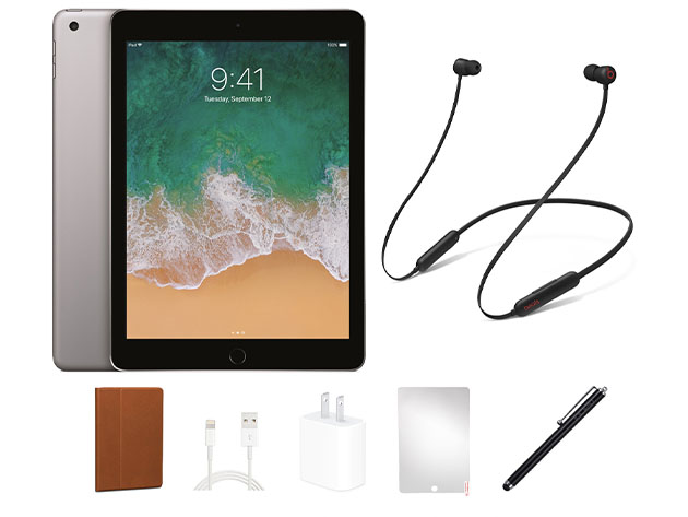 Apple iPad 6th Gen (2018) 32GB Space Gray (Refurbished: Wi-Fi Only) + Beats Flex Headphones Bundle 