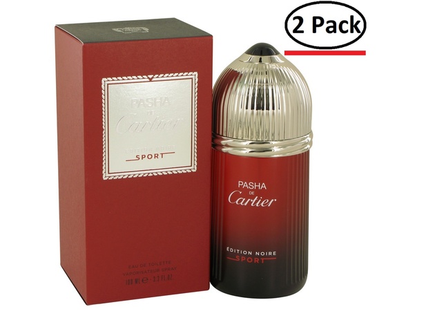 Pasha De Cartier Noire Sport by Cartier Eau De Toilette Spray 3.3 oz for Men (Package of 2)