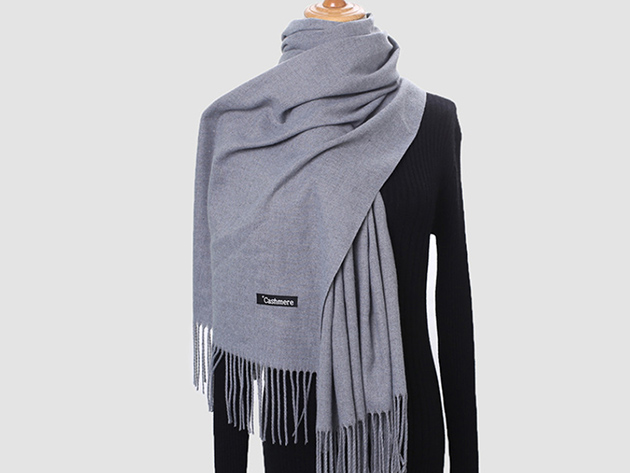 Lavisha Cashmere-Blend Shawl (Pewter Gray)