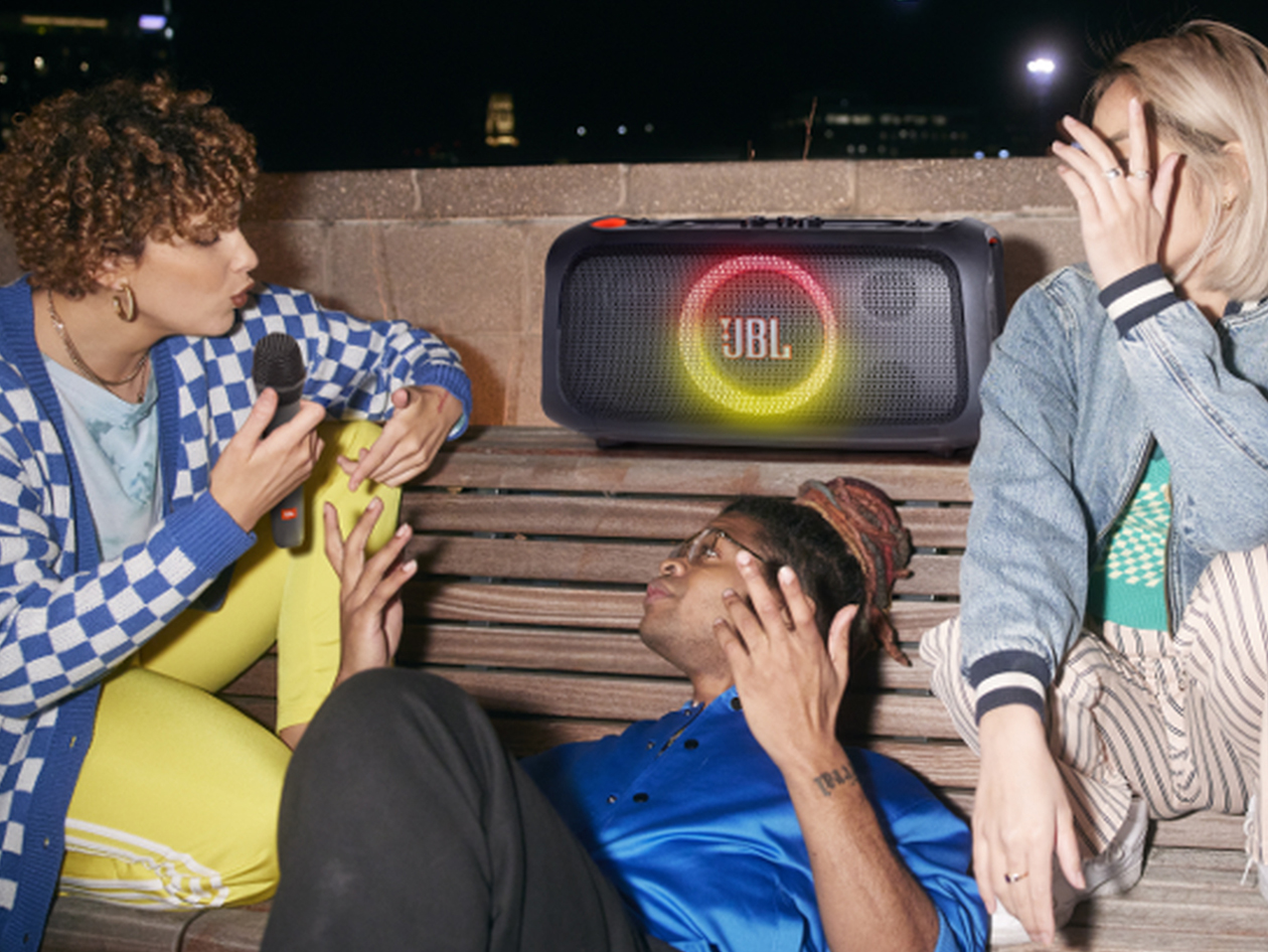 JBL PartyBox On-The-Go Essential - Portable Party Speaker with Built-in Lights & Wireless Mic (Refurbished)