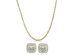 Tennis Necklace & Princess Halo Earring Set (Gold)
