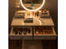 Costway Vanity Dressing Table Set Touch Screen Dimming Mirror - White & Gold