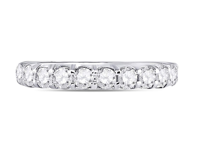 1.00 Carat (ctw G-H, I2-I3) Diamond Wedding Anniversary Band in 14K White Gold - 8.5