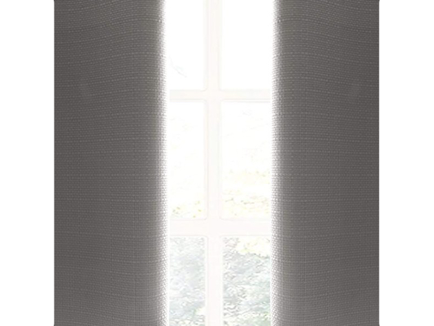 Lush Decor Faux-Linen Blackout Grommet Window Curtain Panel, 95" x 52" - White (Like New, Open Retail Box)