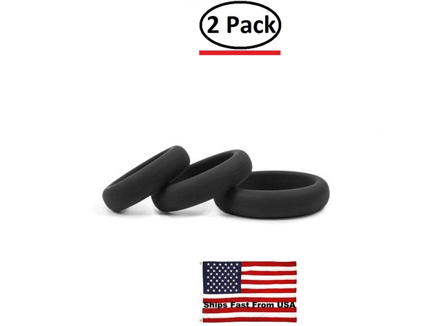 ( 2 Pack ) Hombre Xtra Stretch Silicone C-Bands - 3 Pack -  Charcoal