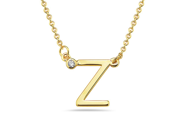 18K Gold-Plated CZ Initial Necklace (Z)