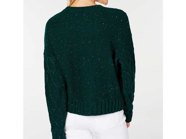 Ultra Flirt Juniors' Marled Cable-Knit Sweater Green Size Small