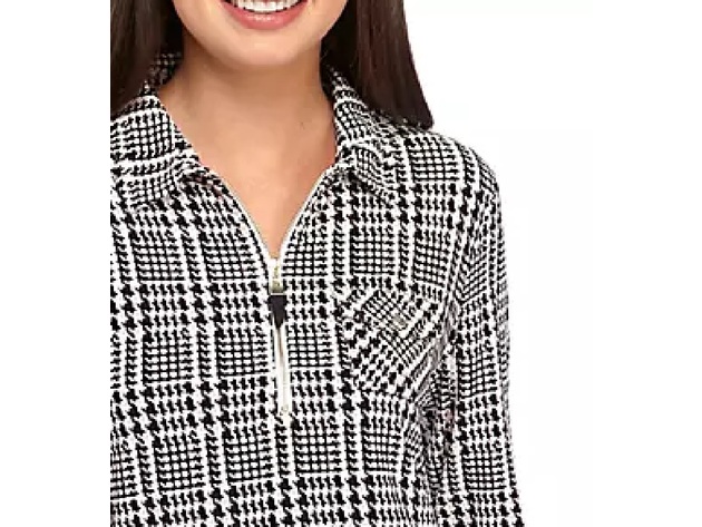 Tommy Hilfiger Women's Glenn Plaid Popover Top Black  Size Small