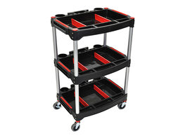 Offex Multipurpose 3-Shelf Mechanics Tool Storage Cart (Red/Black)