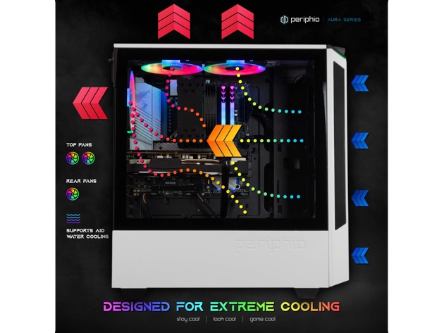 Periphio Metatron Prebuilt Gaming PC | Radeon RX 6600 (8GB) Graphics | Intel Core i5-12400F (4.4GHz Turbo) | 1TB M.2 NVME SSD | 16GB DDR4 RAM | Windows 11 Ready | WiFi + BT