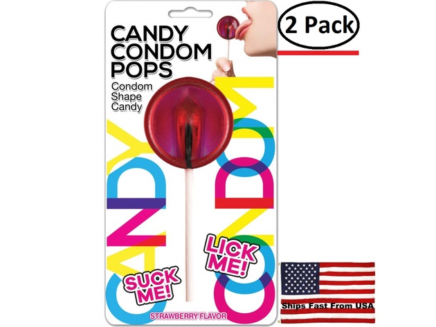 [ 2 Pack ] Candy Condom Pop -  Strawberry