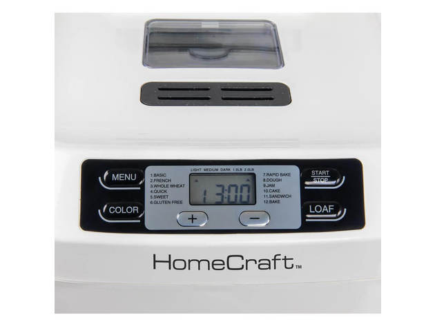 HomeCraft HCPBMAD2WH 2 lb. White Bread Maker with 12-Settings