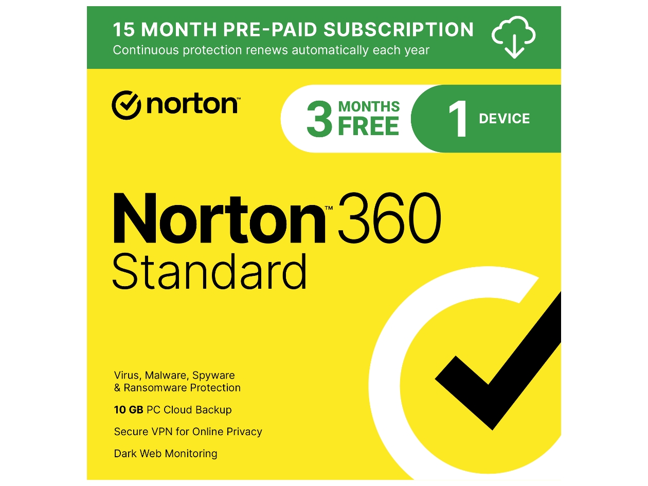 Norton 360 Standard: 10GB PC Cloud Backup for 1 Device (15-Month Subscription)