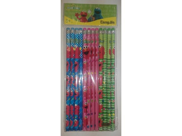 Baby Elmo Green/Pink.Blue Wooden Pencils Pack of 12