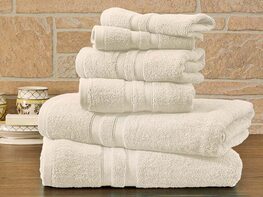 6-Piece Bibb Home 100% Egyptian Cotton Towel Set (Ivory)