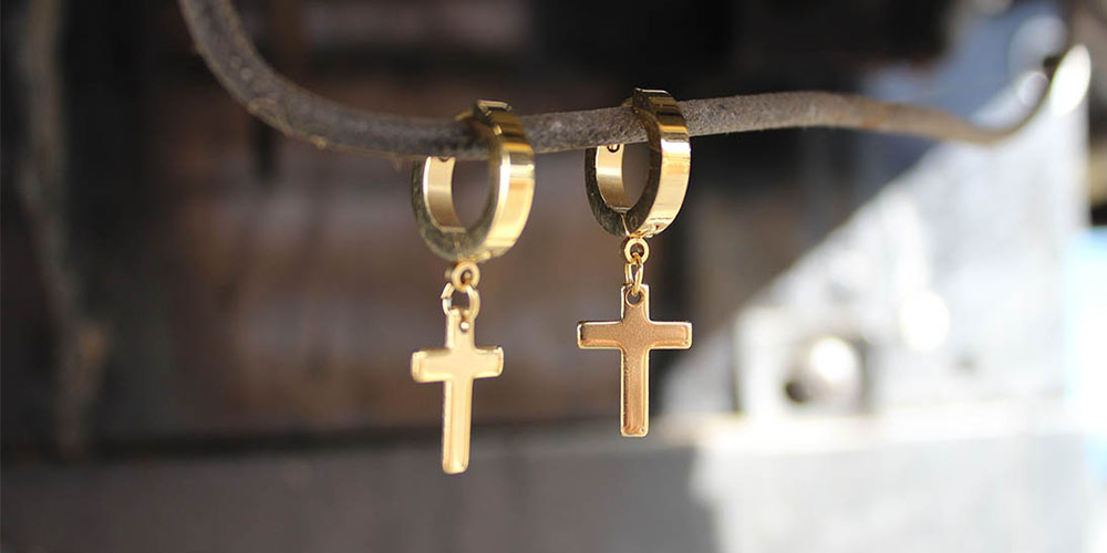 Cross Earrings in Gold