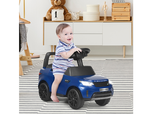 2-in-1 6V Kids Ride On Car Licensed Land Rover Toddler Push Car with Pedal White\Blue - Blue