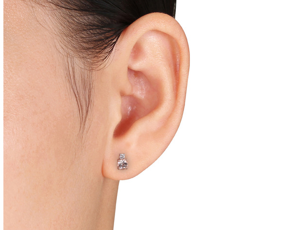 Morganite and Diamond 3/4 Carat (ctw) Earrings in 10K Rose Gold