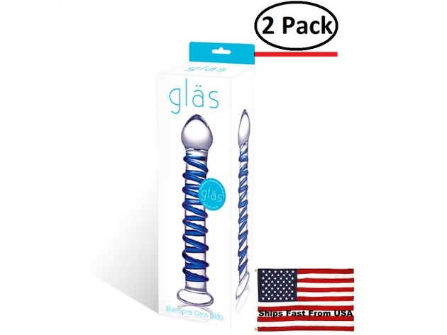 ( 2 Pack ) Blue Spiral Glass Dildo