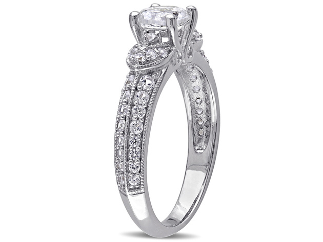 1 2/3 Carat (ctw) Created White Sapphire Engagement Ring In Sterling Silver - 9