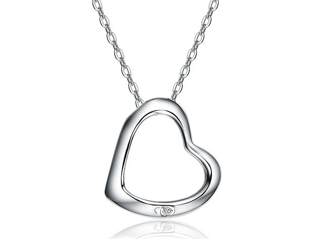 Genuine Diamond Open Heart Necklace