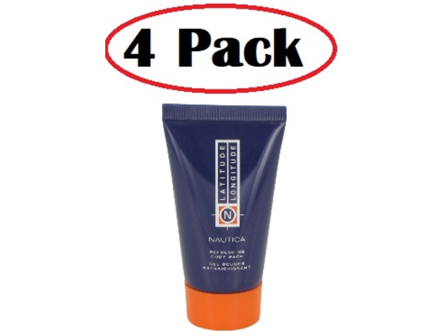 4 Pack of LATITUDE LONGITUDE by Nautica Body Wash Shower Gel 1 oz