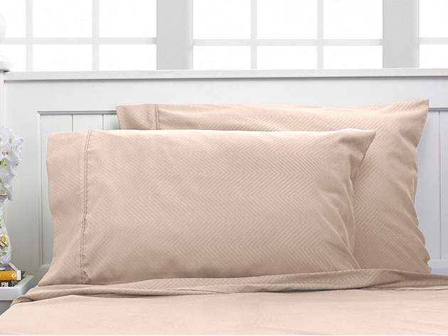 Bamboo 4-Piece Chevron Embossed Sheets (Ivory/Full)