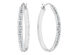 Oval Hoop Earrings in Sterling Silver with Diamonds Accents (1 1/2 Inch)