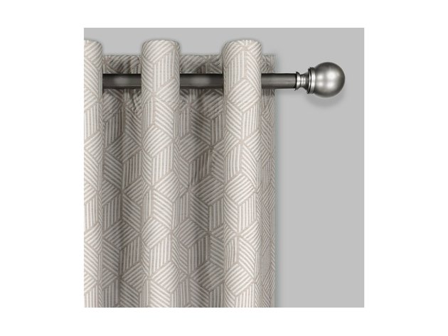 Eclipse Ambiance Geo Draft Stopper Energy Saving 100% Blackout Grommet-Top 50 Inches x 95 Inches Single Curtain Panel, Taupe