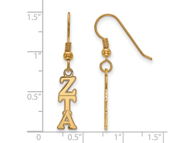 14K Plated Silver Small Zeta Tau Alpha Dangle Earrings