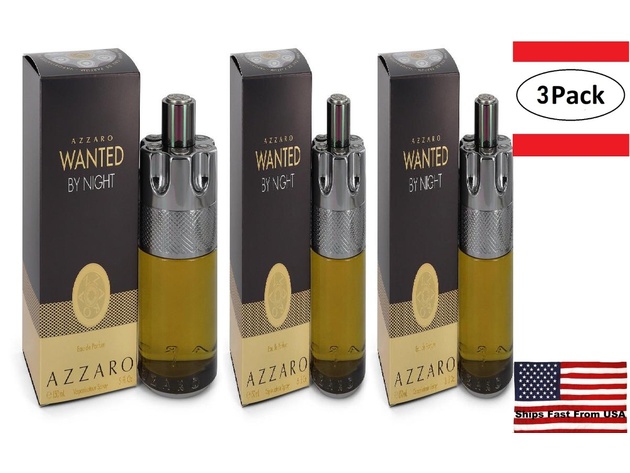 3 Pack Azzaro Wanted By Night by Azzaro Eau De Parfum Spray 5 oz for Men