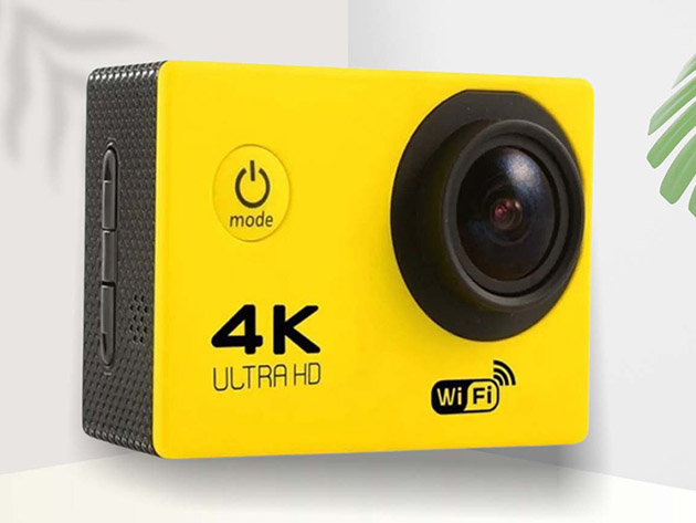 4K Action Camera with 8GB Memory Card & Waterproof Case (Yellow ...