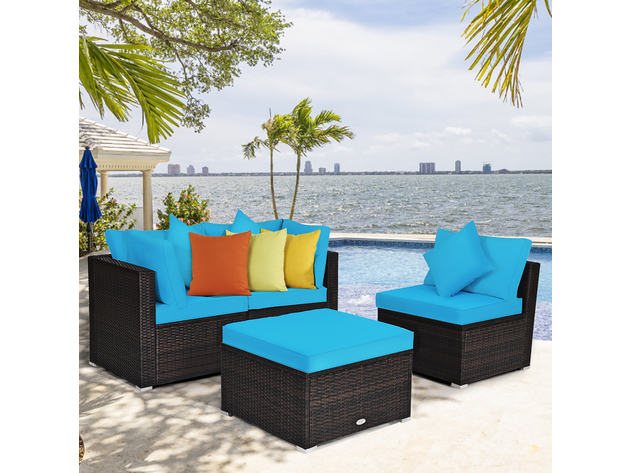 costway 4 piece outdoor patio rattan wicker furniture