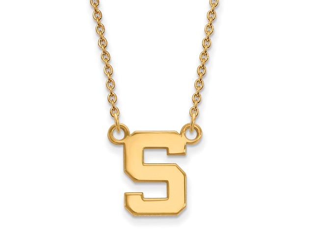 14k Gold Plated Silver Michigan State Small 'S' Pendant Necklace
