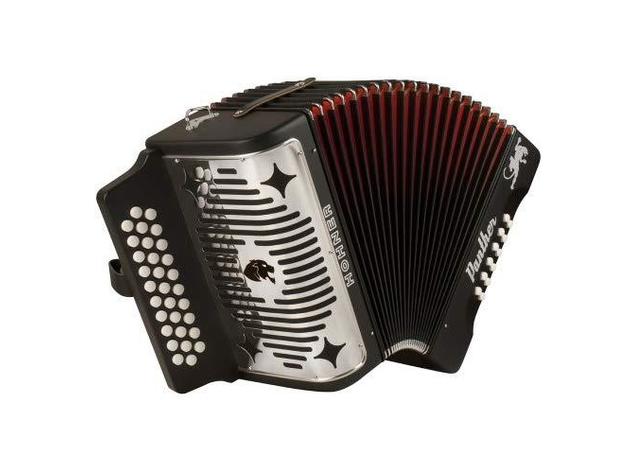 Hohner Accordions Black Panther G/C/F Double Strap Brackets 3-Row Diatonic (Refurbished, Open Retail Box)