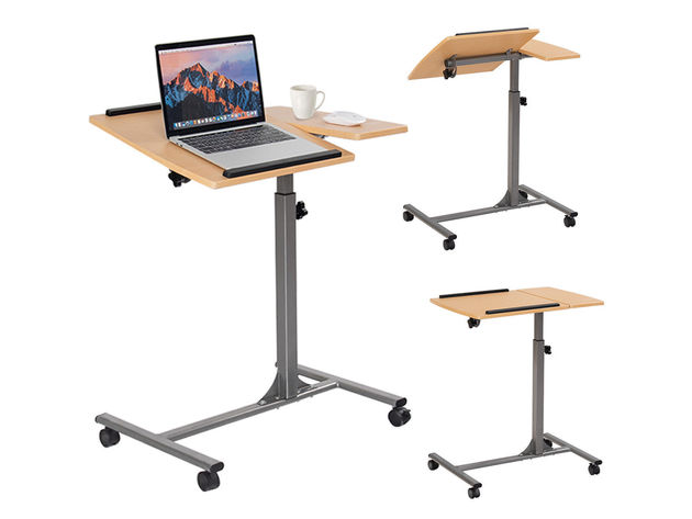 Costway 1PC Adjustable Laptop Notebook Desk Table Stand Holder Swivel Home Office Wheel - Gray