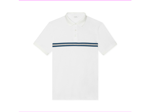 Calvin Klein Men's Engineered Stripe Polo Shirt White Size XX-Large