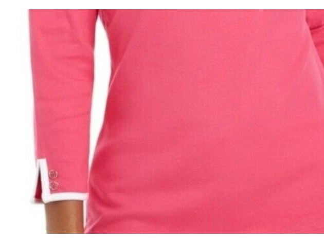Karen Scott Women's Contrast-Trim Cotton Top Pink Size Extra Large