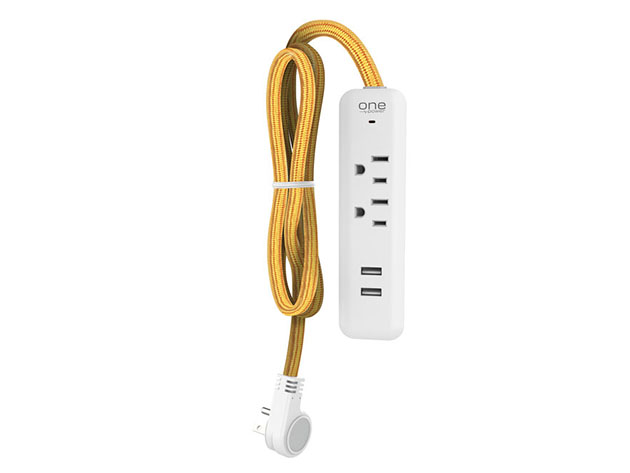 Dual Outlet/Dual USB Port Surge Protector Strip (Gold/2-Pack)