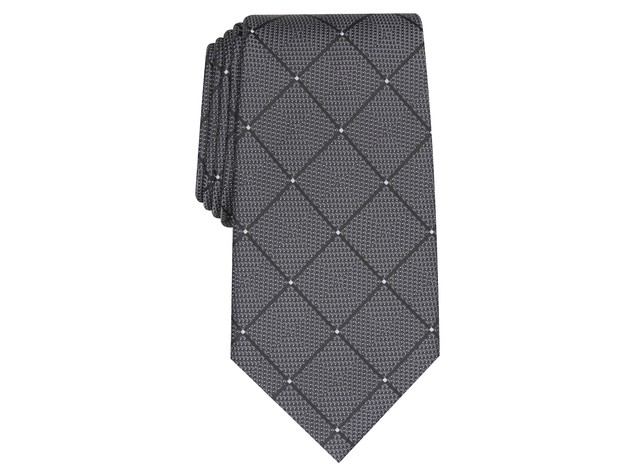 Perry Ellis Men's Burr Classic Geo Grid Tie Black Size Regular