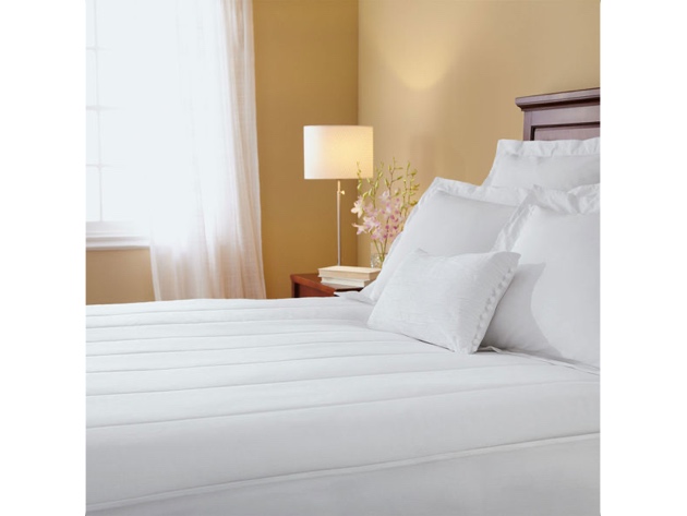 Sunbeam Slumber Rest Quilted Electric Heated Mattress Pad White G9 - White