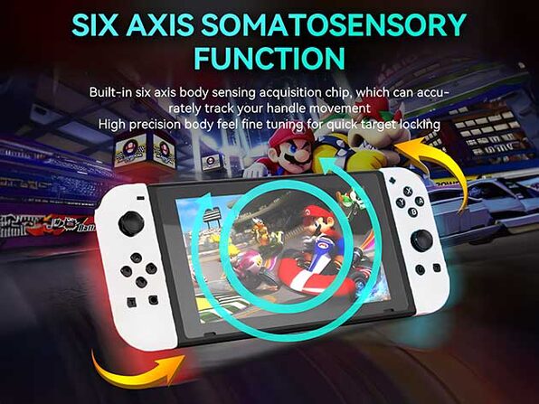 Wireless Controllers for Nintendo Switch with RGB Lights (White