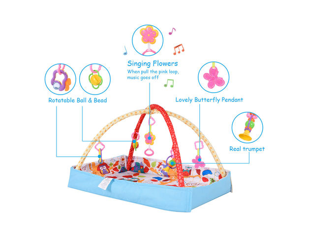 Costway 3 In 1 Multifunctional Baby Infant Activity Gym Play Mat Musical W/Hanging Toys