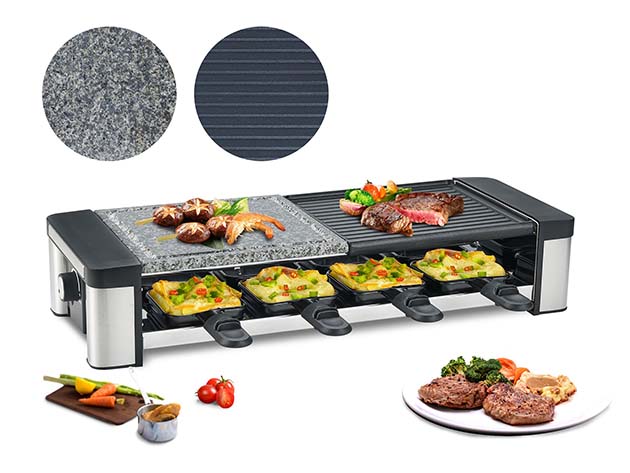 GIVENEU Raclette Table Grill with Natural Grill Stone