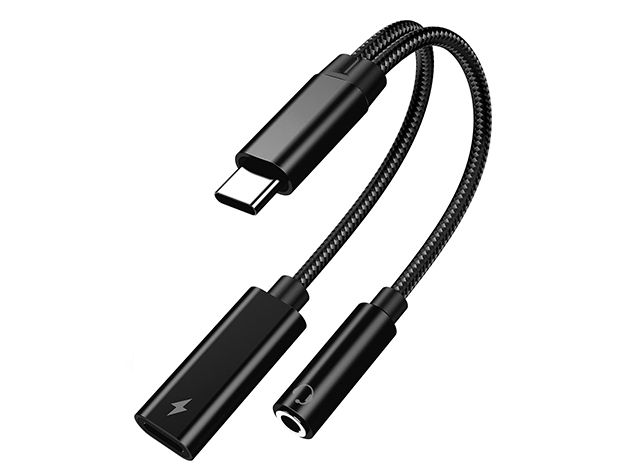 USB-C to 3.5mm Audio Jack Adaptor & Charger Splitter with 60W Fast Charging