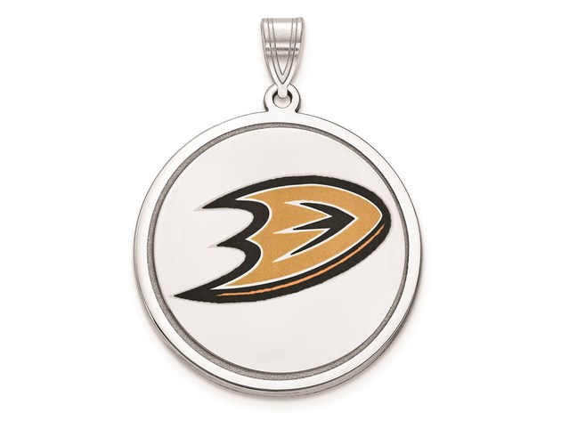 Sterling Silver NHL Anaheim Ducks Logo Picture Disc Pendant