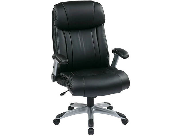 Office Star  ECH38665AEC3 WorkSmart Eco Leather Executive Chair - Black