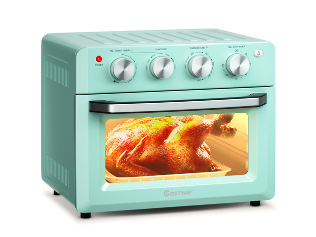 Costway Air Fryer Toaster Oven 19 QT Dehydrate Convection Ovens w/ 5  Accessories - Mint Green