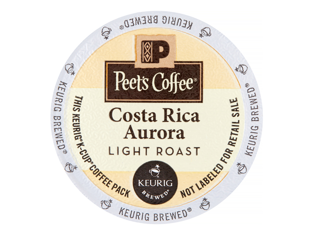Peet's K Cup Packs Costa Rica Aurora Light Roast Coffee Pods 10 Count Pack 4.3 Ounce