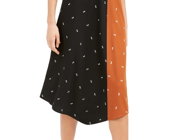 Alfani Women's Asymmetrical Twin-Print Skirt Brown Size 8